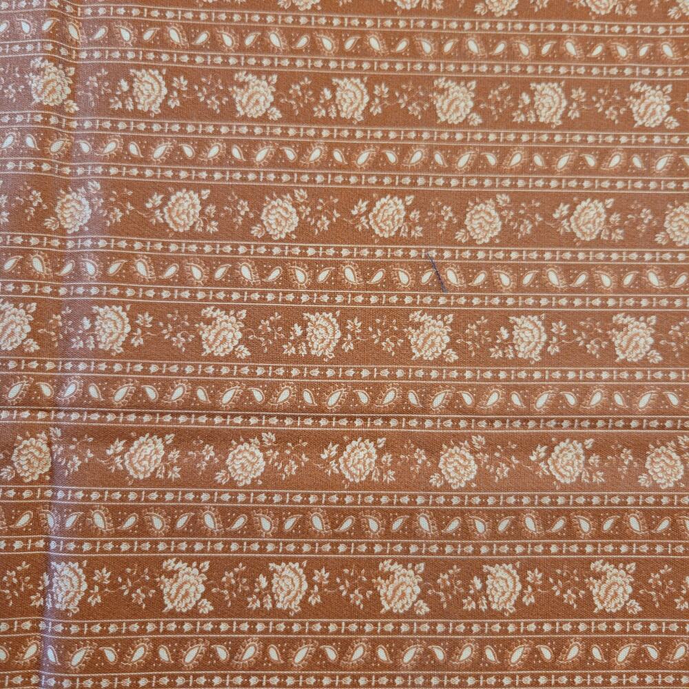 Rust Brown Rose Stripe Fabric 24x44"  Quilting Cotton Unbranded Floral Sew Craft